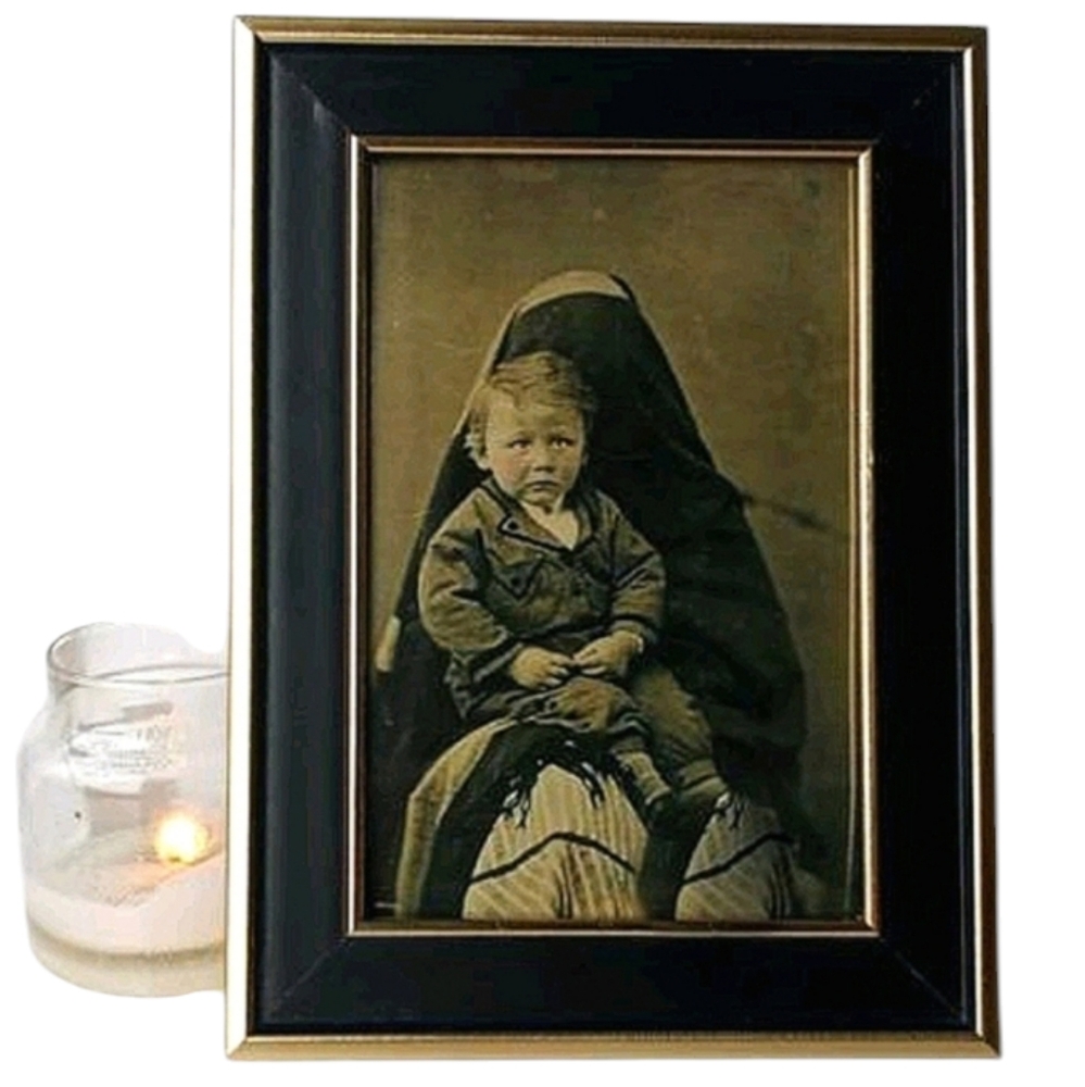 Vintage Victorian Hidden Gothic Witchy Oddity Home Portrait of family.Creepy Art